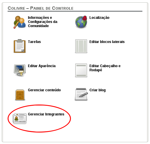 Gerenciar integrantes no painel de controle