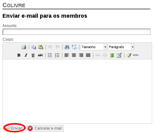 Enviando e-mail para os membros da comunidade