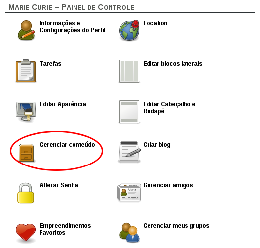 Manage content in control panel