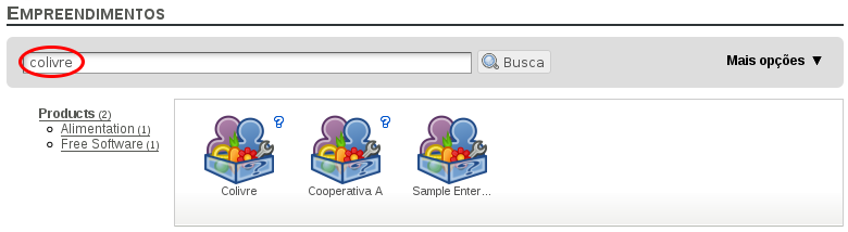 Campo de busca dos empreendimentos