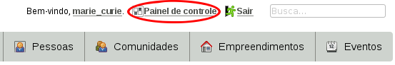 Painel de controle no menu