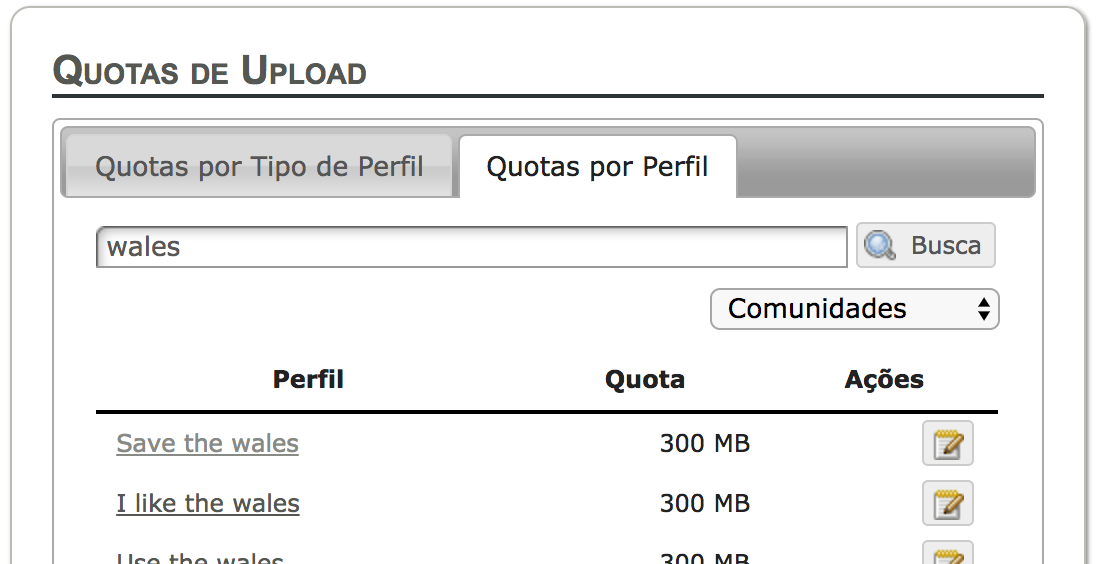 Cotas de upload