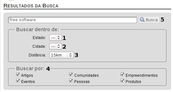 Mais opções na busca