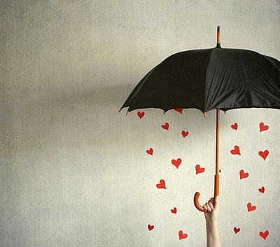 Hearts under umbrella display