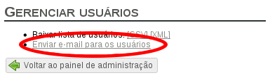 Link enviar e-mail em gerenciar usuários