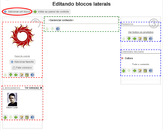 Editar blocos laterais