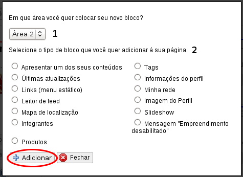 Adicionar um bloco