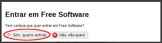 Confirmação após pedido de entrar na comunidade