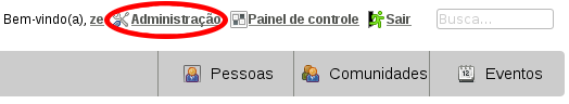 Painel de controle no menu